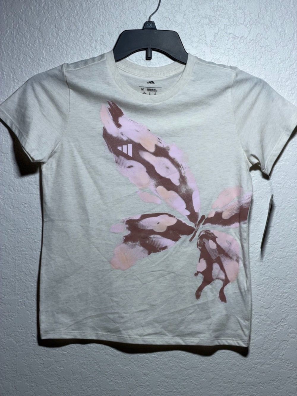 adidas White Tee with Black Logo Print